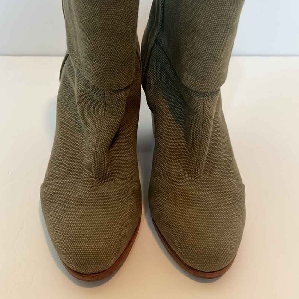 Rag & Bone Linen Newbury Booties in Olive Green 9 - Picture 5 of 9